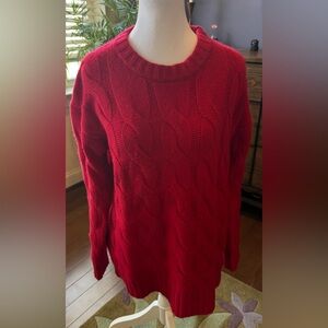 Ann Taylor Cherry Cashmere Red Cable Knit Sweater